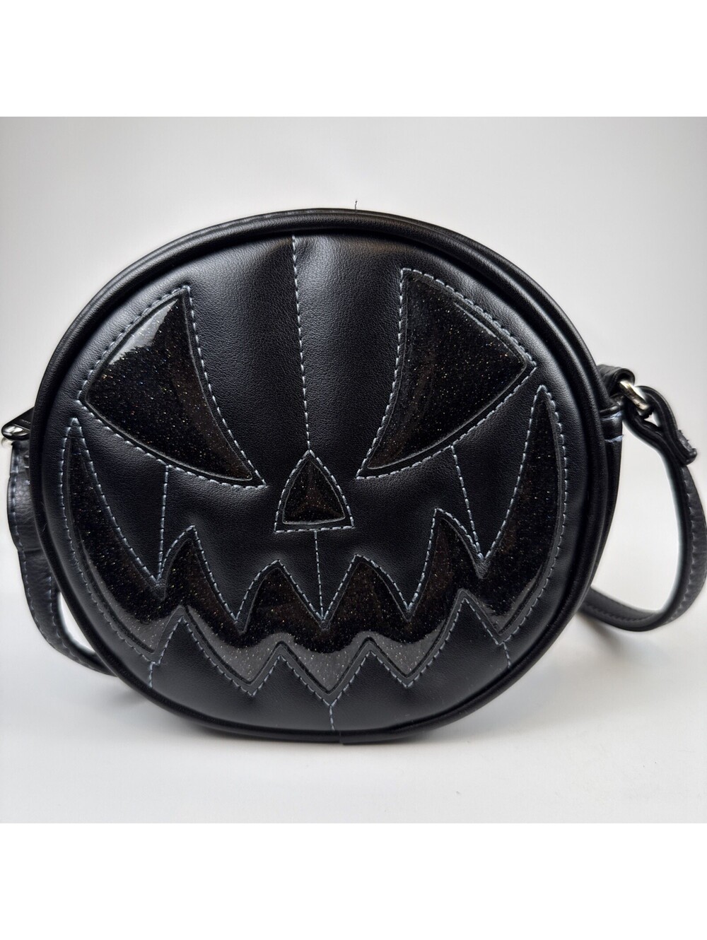 Pumpkin Kult The Collection Crossbody Bag Black Glitter Jack O Lantern Purse